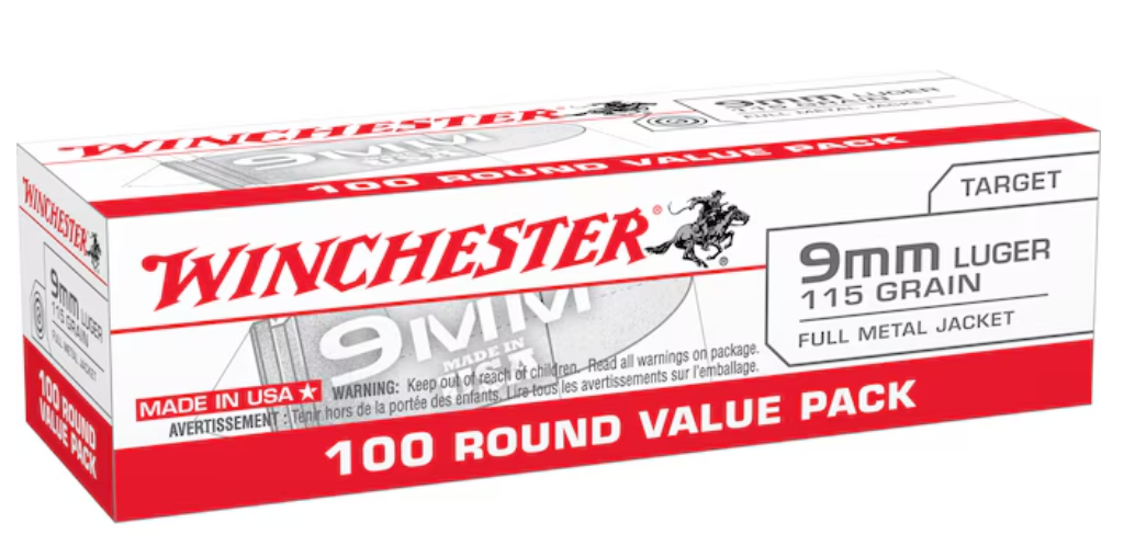 купить Winchester Target & Practice 9mm Luger Ammo 115 Grain Full Metal Jacket